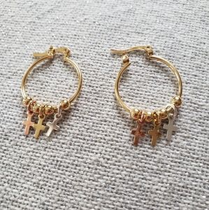 ✴3 Dangling Crosses Hoop Earrings - last one